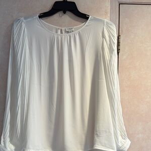 J. Crew Cream Pleated Sleeve Blouse